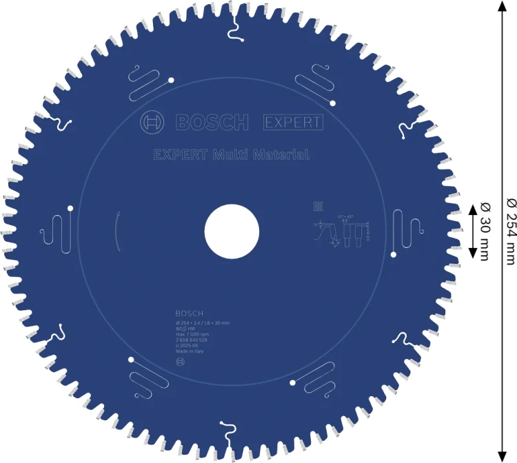 Zęby z węglika Microteq HLTCG z ujemnym kątem natarcia -5° tarczy Bosch 254 mm 80Z
