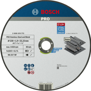  BOSCH TARCZA TNĄCA PRO DO METALU I STALI NIERDZEWNEJ 230 x 1,9mm INOX