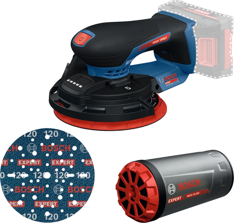 Akumulatorowa szlifierka mimośrodowa 18V Bosch EXPERT EXEX18V-150-5 z krążkiem ściernym 150 mm