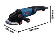 Schemat gabarytów szlifierki Bosch EXPERT EXWS30-180B