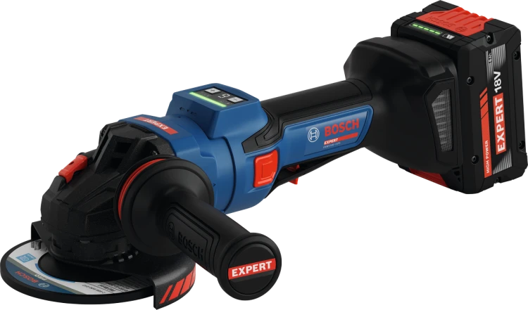 Bezszczotkowa akumulatorowa szlifierka kątowa Bosch EXPERT EXWS18V-15PS z włącznikiem łopatkowym PROtection