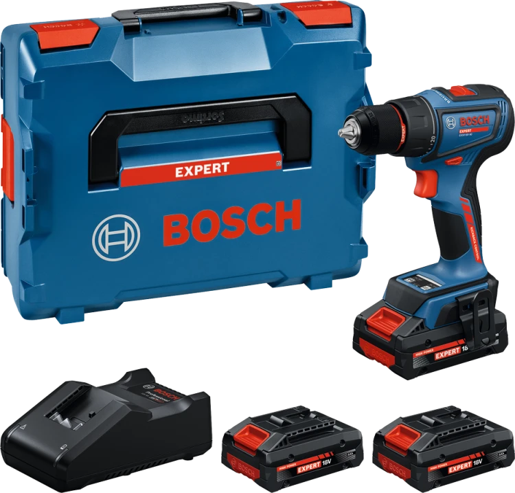 Zestaw zakrętarka udarowa Bosch EXPERT EXSR18V-90 z 3 akumulatorami 18V i szybką ładowarką w walizce