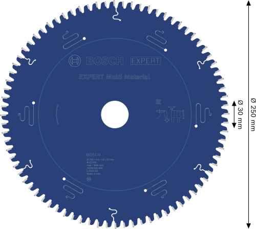 Zęby z węglika Microteq HLTCG z ujemnym kątem natarcia -5° tarczy Bosch 250 mm 80Z