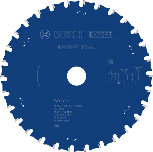 Tarcza pilarska do cięcia stali Bosch EXPERT Steel 160x20 mm 30Z 2608643054