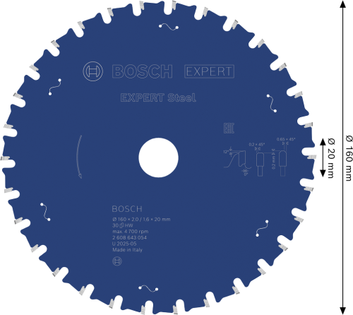 Zęby z węglika Microteq HLTCG o neutralnym kącie natarcia 0° tarczy do stali Bosch 160 mm