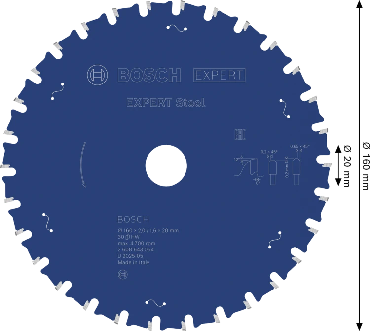 Zęby z węglika Microteq HLTCG o neutralnym kącie natarcia 0° tarczy do stali Bosch 160 mm