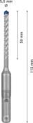 Głowica 4-ostrzowa z litego węglika Bosch Carbide Technology w wiertle SDS Plus-7X 5 mm