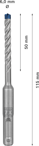 Pełnowęglikowa głowica 4-ostrzowa Bosch Carbide Technology w wiertle SDS Plus-7X 6 mm