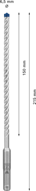 Pełnowęglikowa głowica 4-ostrzowa Bosch Carbide Technology w wiertle SDS Plus-7X 6,5 mm