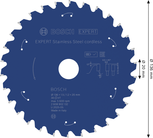 Zęby z węglika Microteq TCG do cięcia inoxu tarczy akumulatorowej Bosch EXPERT Stainless Steel 136 mm