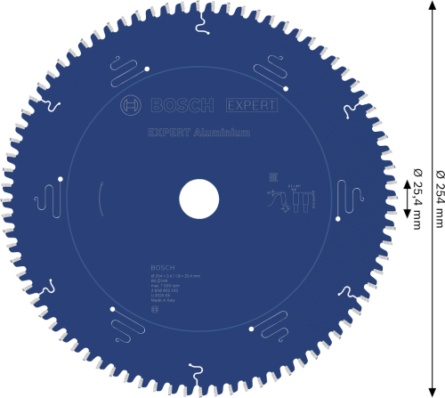 Tarcza Piła Widiowa BOSCH EXPERT Aluminium 254x30mm 80z wymiary