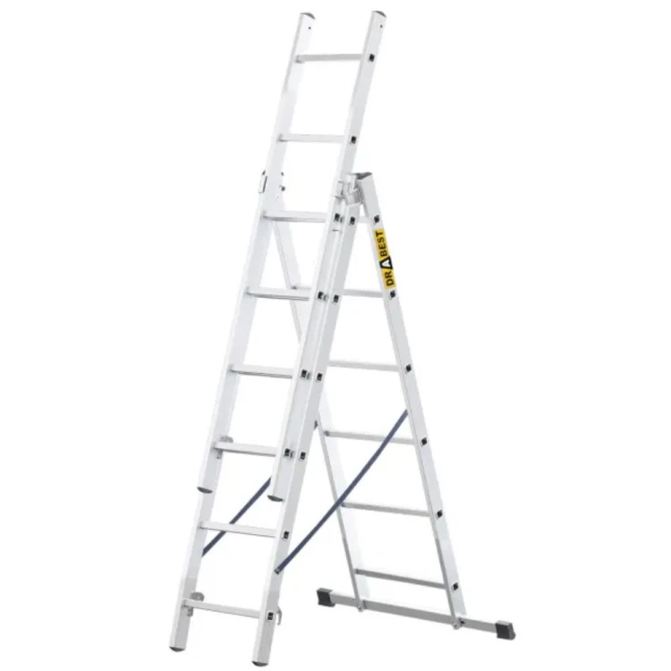 Dwustronna drabina aluminiowa rozstawna wolnostojąca Drabest HOME 3x6 18 szczebli