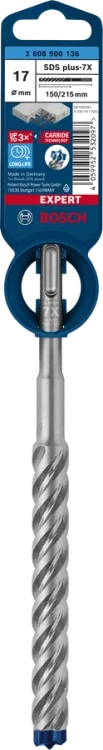 Oryginalne opakowanie wiertła do żelbetu Bosch EXPERT SDS Plus-7X 17 x 150/215 mm 2608900136