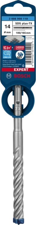 Oryginalne opakowanie wiertła do żelbetu Bosch EXPERT SDS Plus-7X 14 x 100/165 mm 2608900119