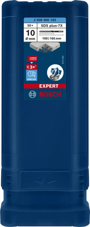 Oryginalne opakowanie wiertła do żelbetu Bosch EXPERT SDS Plus-7X 10 x 100/165 mm 2608900097