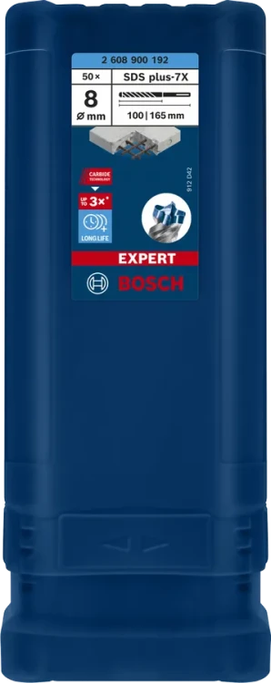 Oryginalne opakowanie wiertła do żelbetu Bosch EXPERT SDS Plus-7X 8 x 100/165 mm 2608900088
