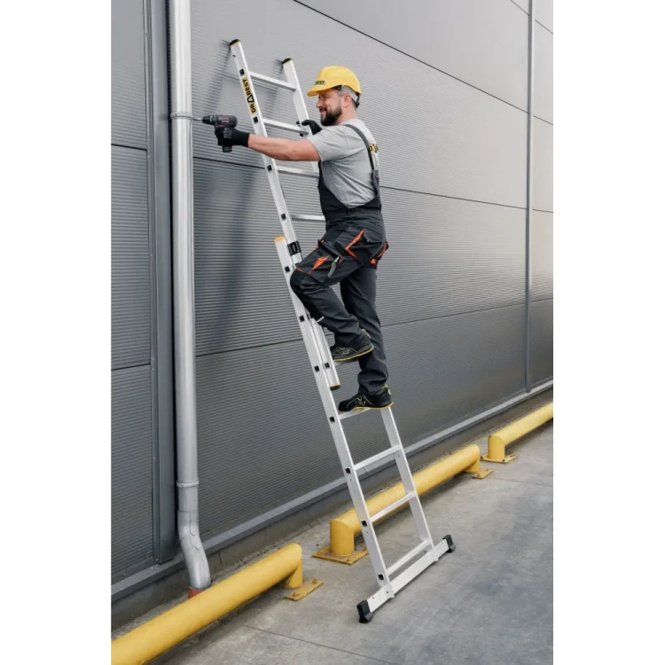 Dwustronna drabina wolnostojąca aluminiowa rozłożona z segmentów Drabest 2x6 PRO