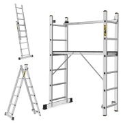 Aluminiowe rusztowanie drabinowe 2x6 PRO Drabest AL-DR-RU-2X6-PRO-2K+H z kółkami i hakiem