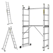 Aluminiowe rusztowanie drabinowe 2x7 PRO Drabest AL-DR-RU-2X7-PRO-2K+H z kółkami i hakiem