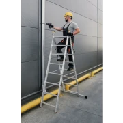 Dwustronna drabina wolnostojąca aluminiowa rozłożona z modułów Drabest 2x8 PRO