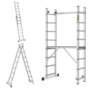 Wielofunkcyjne rusztowanie aluminiowe drabinowe 2x8 PRO Drabest AL-DR-RU-2X8-PRO-2K+H z kółkami i hakiem