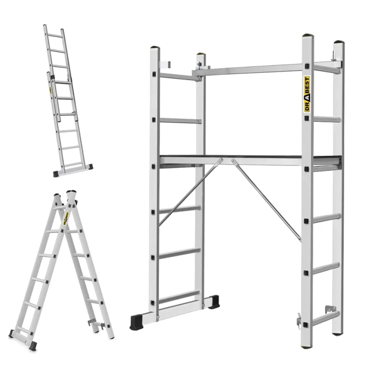 Aluminiowe rusztowanie drabinowe 3w1 Drabest 2x6 HOME z podestem i hakiem AL-DR-RU-2X6-HOME+H