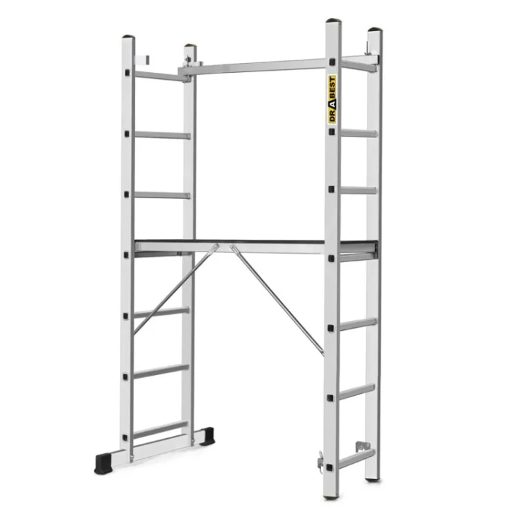 Aluminiowe rusztowanie drabinowe 3w1 Drabest HOME 2x7 z podestem 34x114 cm i hakiem