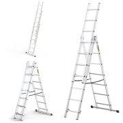 Dwustronna drabina aluminiowa rozstawna wolnostojąca Drabest HOME 3x7 szczebli