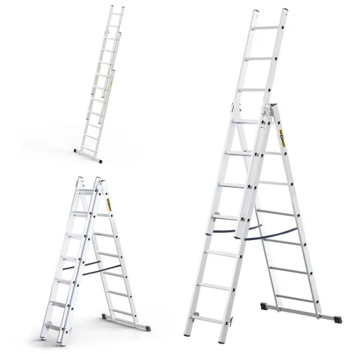 Dwustronna drabina aluminiowa rozstawna wolnostojąca Drabest HOME 3x7 szczebli