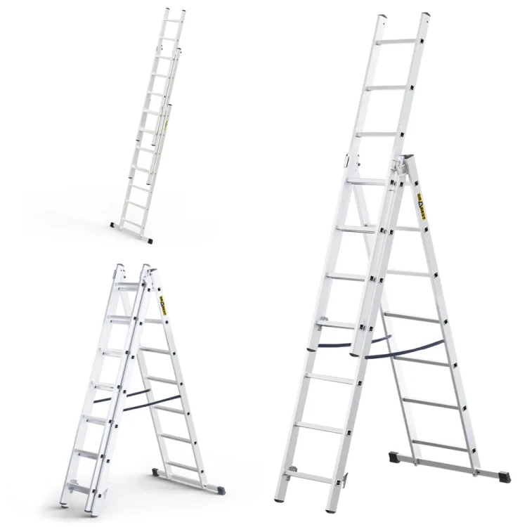 Dwustronna drabina aluminiowa rozstawna wolnostojąca Drabest HOME 3x7 szczebli