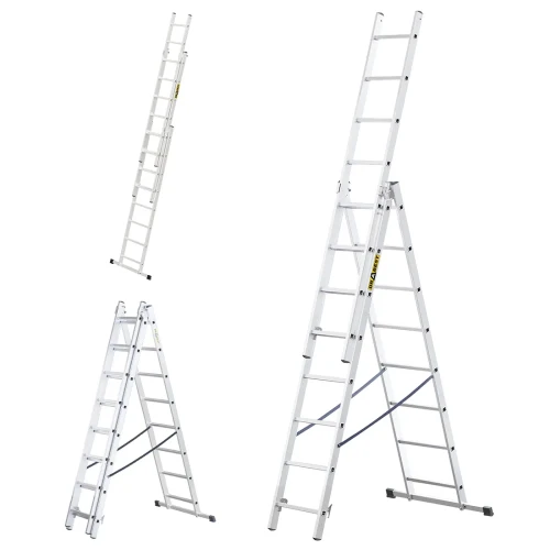 Dwustronna drabina aluminiowa rozstawna wolnostojąca Drabest HOME 3x8 24 szczeble