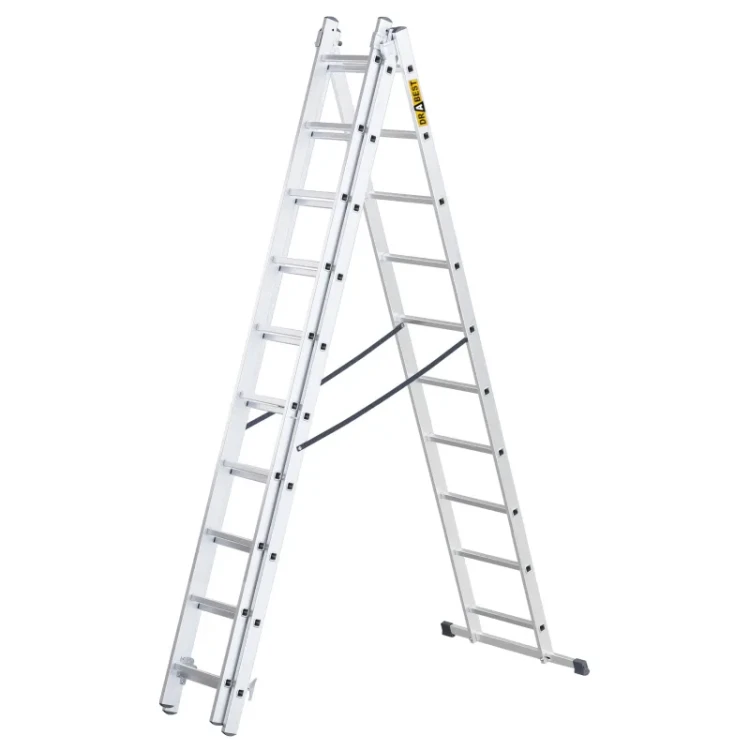 Drabina aluminiowa przystawna 3-sekcyjna Drabest HOME 3x10 o wysokości roboczej do 5,72 m