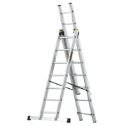Profesjonalna drabina aluminiowa 3-elementowa 3x7 Drabest PRO wielofunkcyjna z hakiem DR-AL-DW-PRO-3X7-2K+H