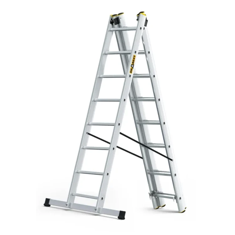 Drabina aluminiowa przystawna 3-sekcyjna Drabest PRO 3x8 o wysokości roboczej do 5,05 m