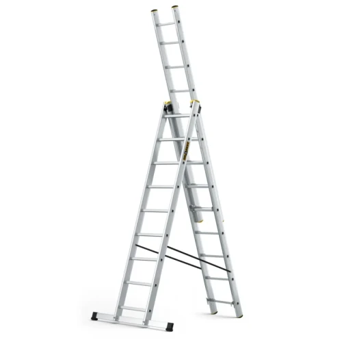 Drabina aluminiowa przystawna 3-sekcyjna Drabest PRO 3x9 o wysokości roboczej do 5,83 m