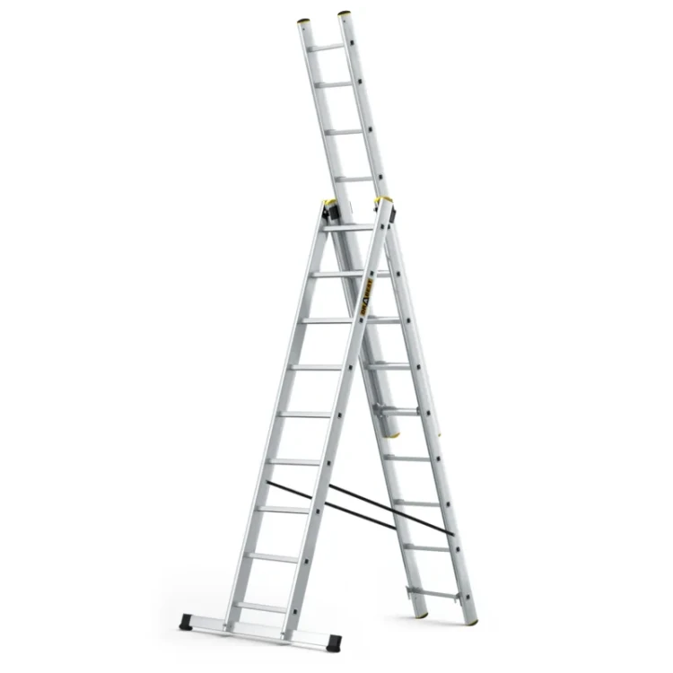 Drabina aluminiowa przystawna 3-sekcyjna Drabest PRO 3x9 o wysokości roboczej do 5,83 m