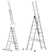 Profesjonalna drabina aluminiowa 3-elementowa 3x9 Drabest PRO wielofunkcyjna z hakiem DR-AL-DW-PRO-3X9-2K+H