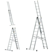 Dwustronna profesjonalna drabina aluminiowa rozstawna wolnostojąca Drabest PRO 3x10 30 szczebli