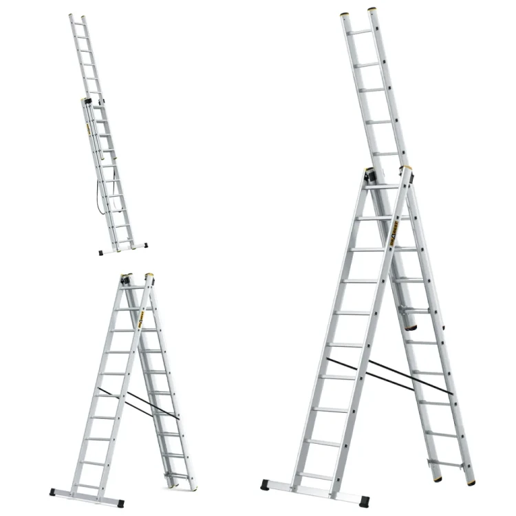 Dwustronna profesjonalna drabina aluminiowa rozstawna wolnostojąca Drabest PRO 3x10 30 szczebli