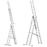 Kompaktowa profesjonalna drabina aluminiowa 3x11 Drabest PRO o wymiarach transportowych 298x45x17,5 cm i wadze 16,4 kg