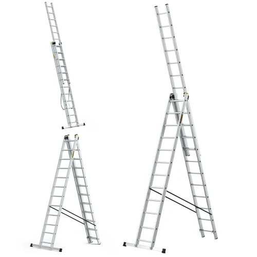 Dwustronna profesjonalna drabina aluminiowa rozstawna wolnostojąca Drabest PRO 3x12 36 szczebli