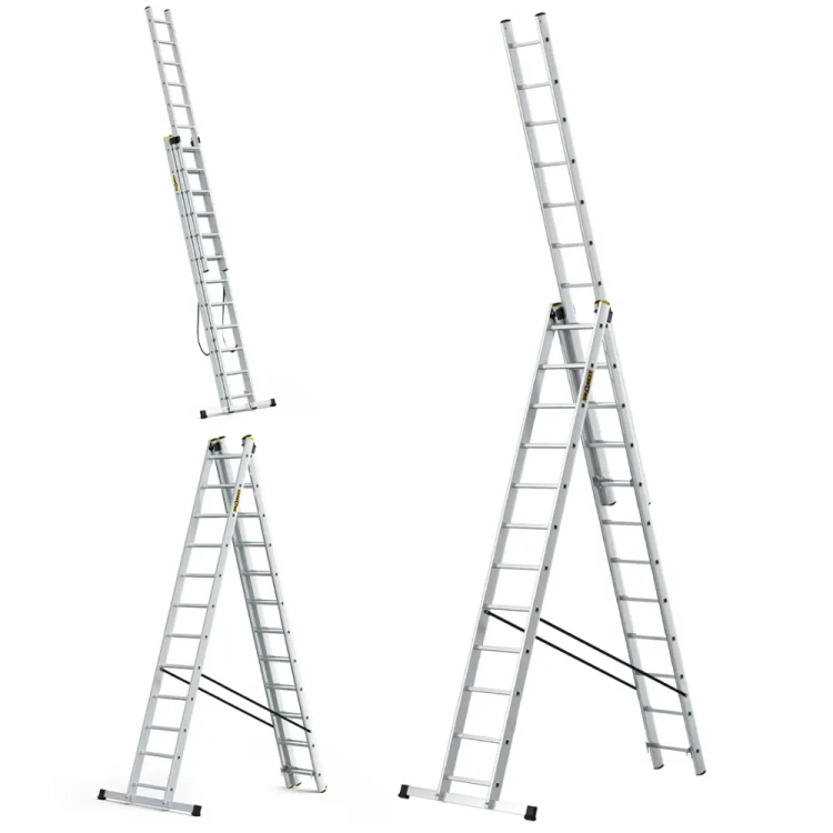 Dwustronna profesjonalna drabina aluminiowa rozstawna wolnostojąca Drabest PRO 3x12 36 szczebli