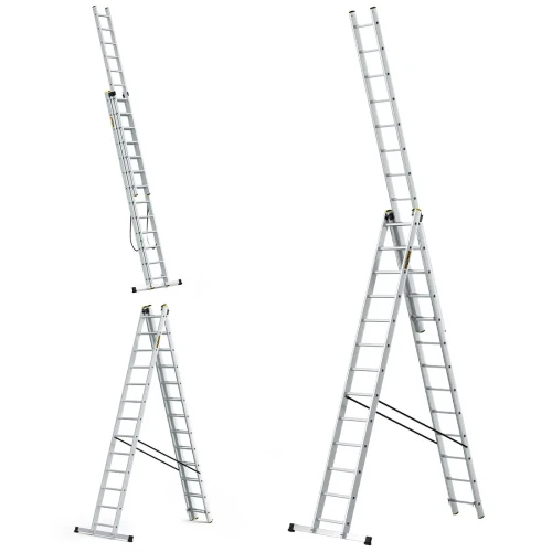 Dwustronna profesjonalna drabina aluminiowa rozstawna wolnostojąca Drabest PRO 3x13 39 szczebli
