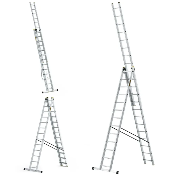 Dwustronna profesjonalna drabina aluminiowa rozstawna wolnostojąca Drabest PRO 3x13 39 szczebli