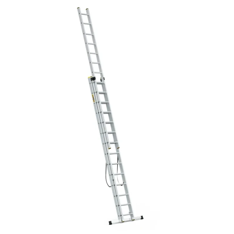 Masywna profesjonalna drabina aluminiowa 3x14 Drabest PRO o wymiarach transportowych 378x48x22 cm i wadze 30 kg