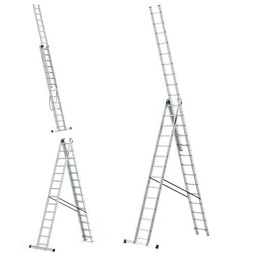 Dwustronna profesjonalna drabina aluminiowa rozstawna wolnostojąca Drabest PRO 3x14 42 szczeble