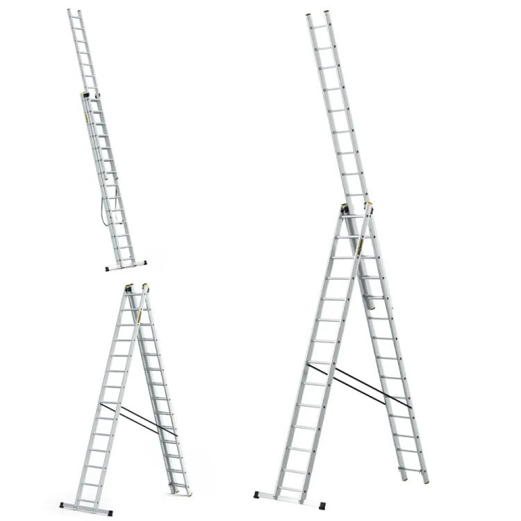 Dwustronna profesjonalna drabina aluminiowa rozstawna wolnostojąca Drabest PRO 3x14 42 szczeble