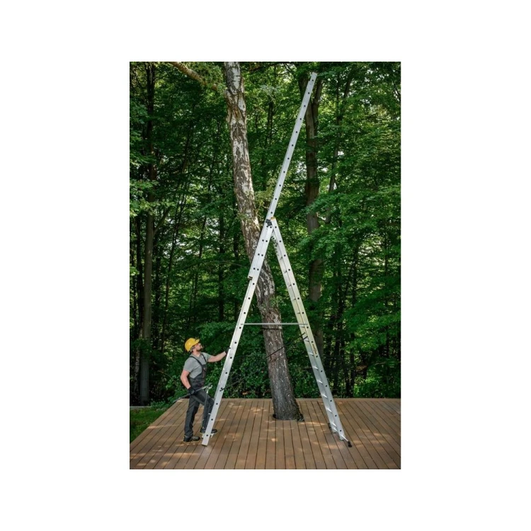 Drabina aluminiowa przystawna 3-sekcyjna Drabest PRO 3x15 o wysokości roboczej do 10,39 m