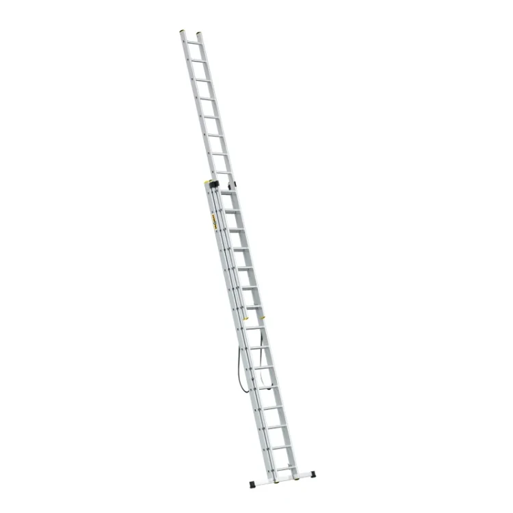 Masywna profesjonalna drabina aluminiowa 3x15 Drabest PRO o wymiarach transportowych 405x48x22 cm i wadze 32 kg