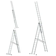 Dwustronna profesjonalna drabina aluminiowa rozstawna wolnostojąca Drabest PRO 3x15 45 szczebli